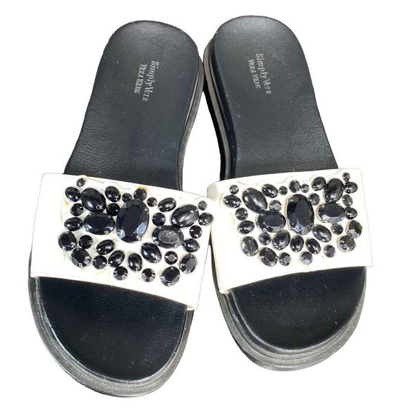 Simply Vera Vera Wang Shoes - Simply Vera Vera Wang Black Crystal Slide Sandals Size 7.5